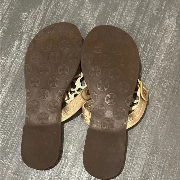 Tory Burch Gold Metallic Miller Sandals - Picture 2 of 2